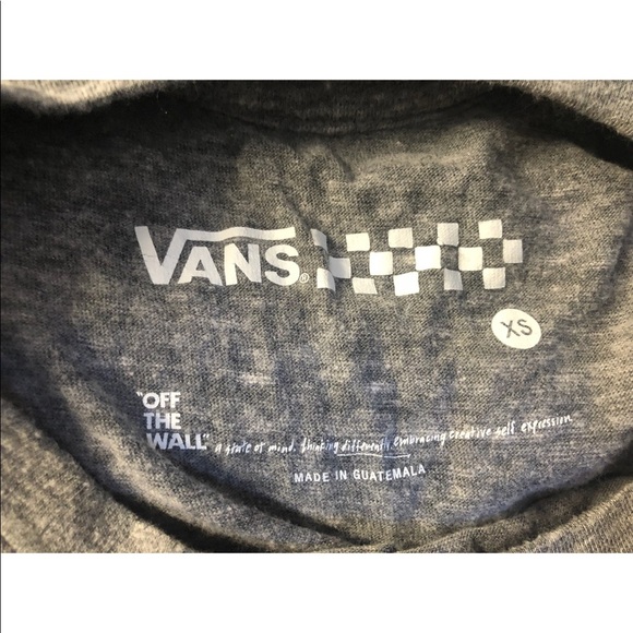 Vans off the wall muscle tee in gray with blue and white leopard print. Size xs - Picture 4 of 4